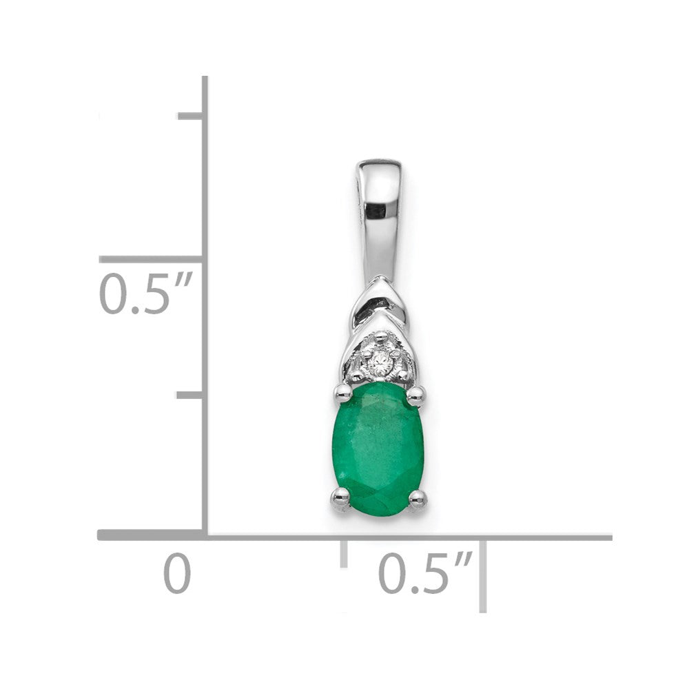 14k White Gold Emerald and Diamond Pendant (0.6 grams)