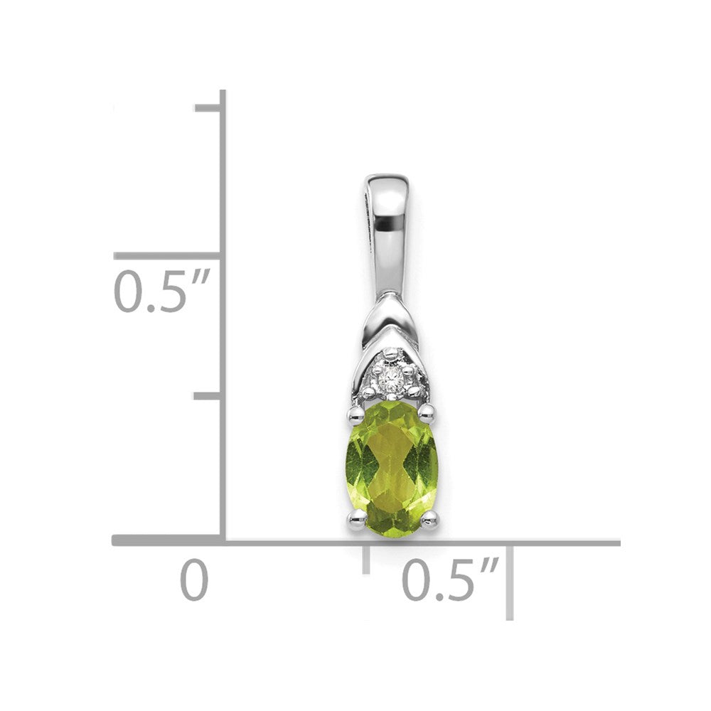 14k White Gold Peridot and Diamond Pendant (0.6 grams)