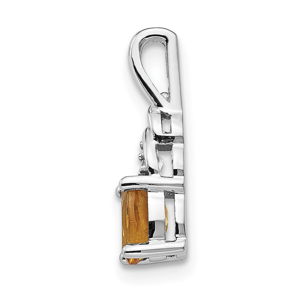 14k White Gold Citrine and Diamond Pendant (0.6 grams)