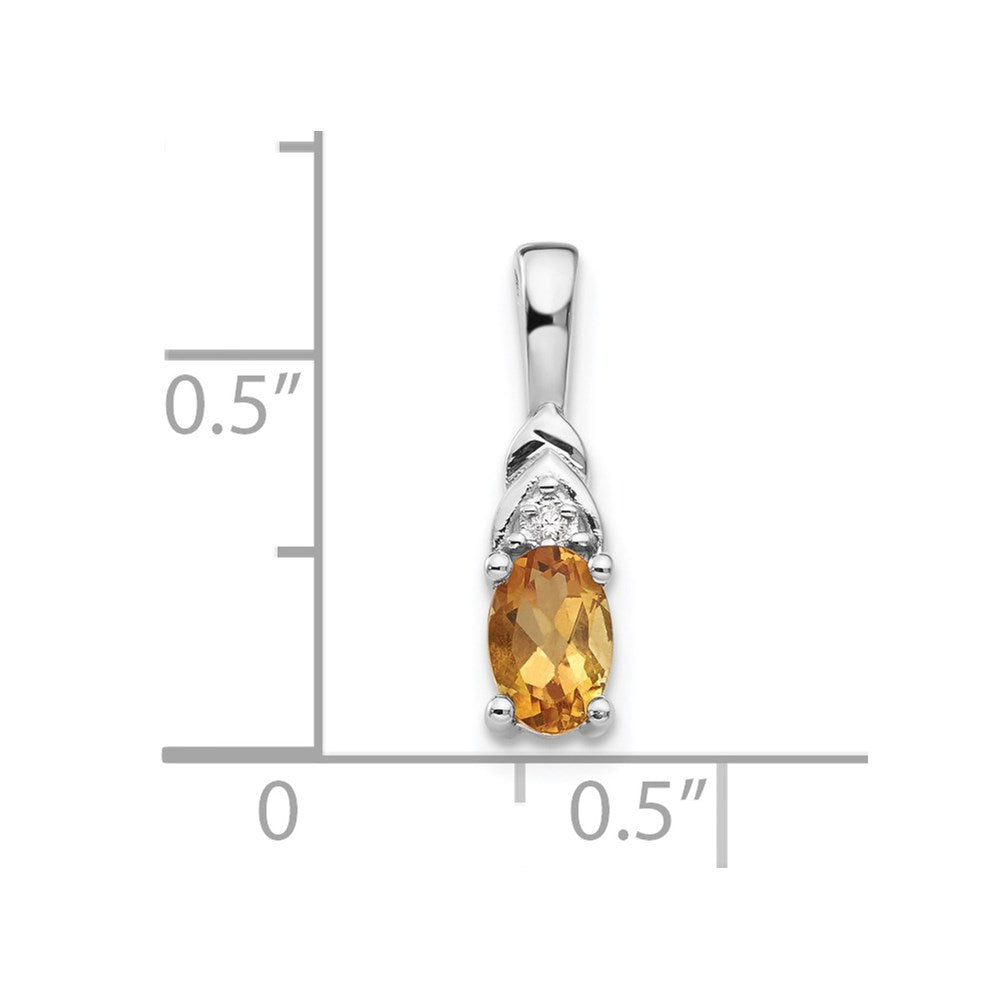14k White Gold Citrine and Diamond Pendant (0.6 grams)