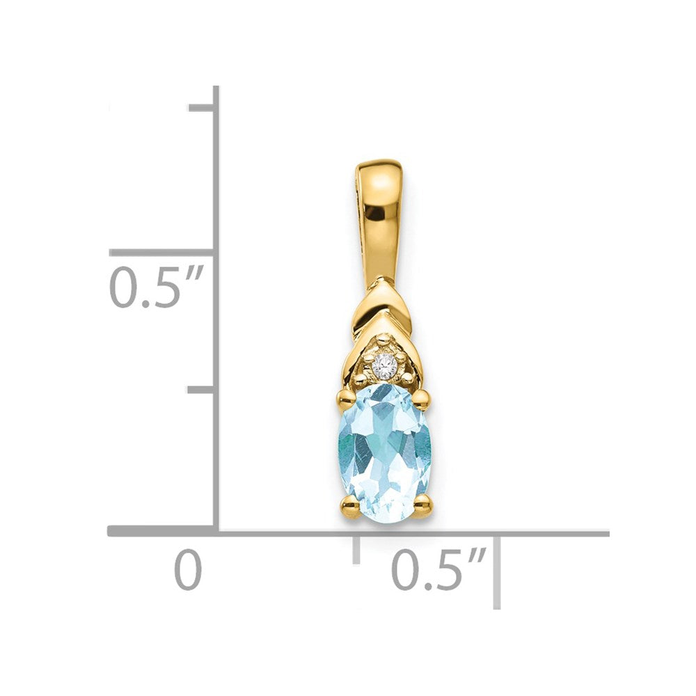 14k Aquamarine and Diamond Pendant (0.6 grams)
