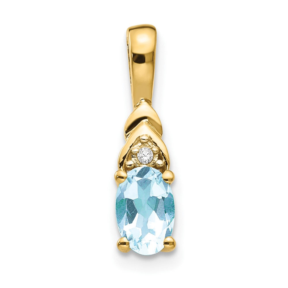 14k Aquamarine and Diamond Pendant (0.6 grams)