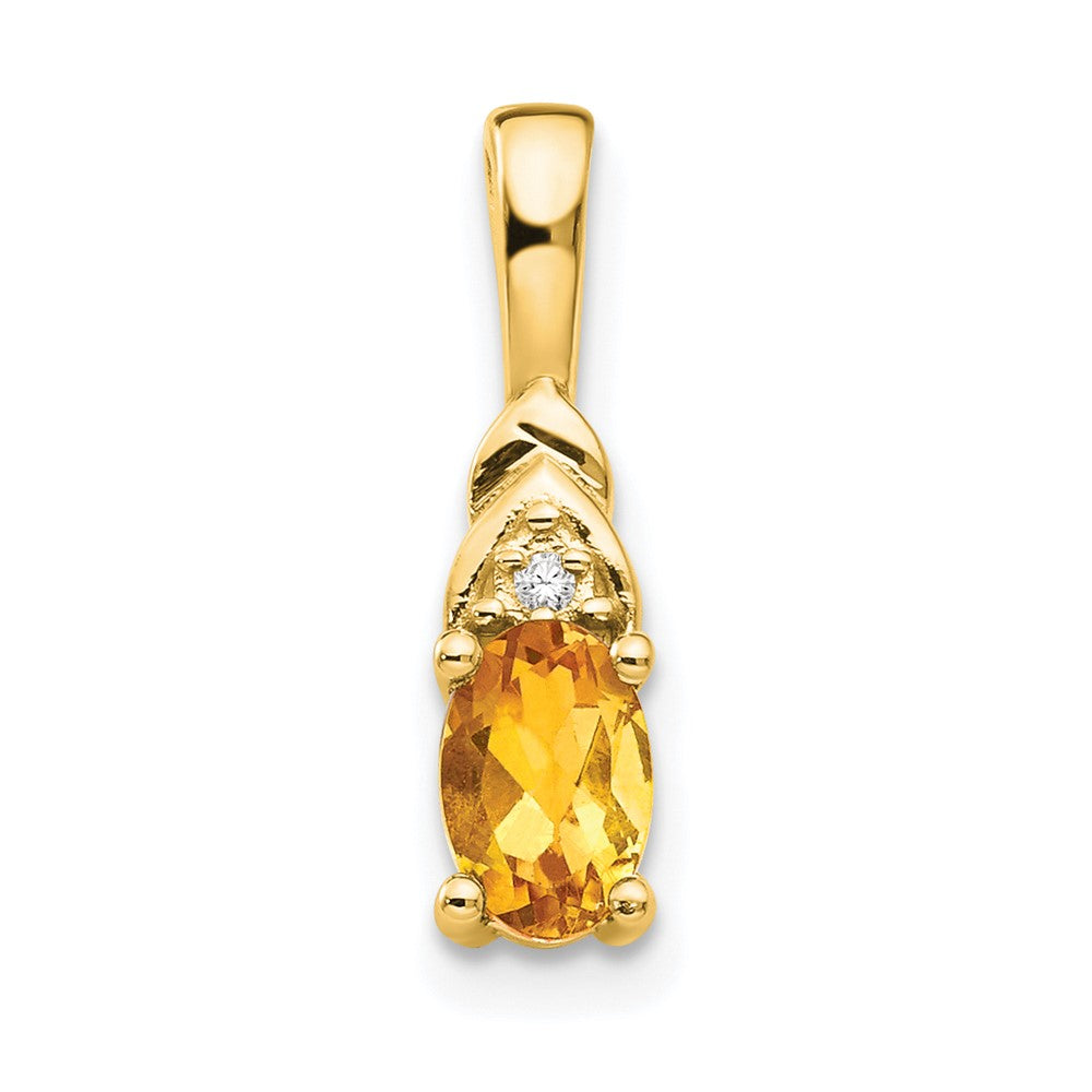 14k Citrine and Diamond Pendant (0.6 grams)
