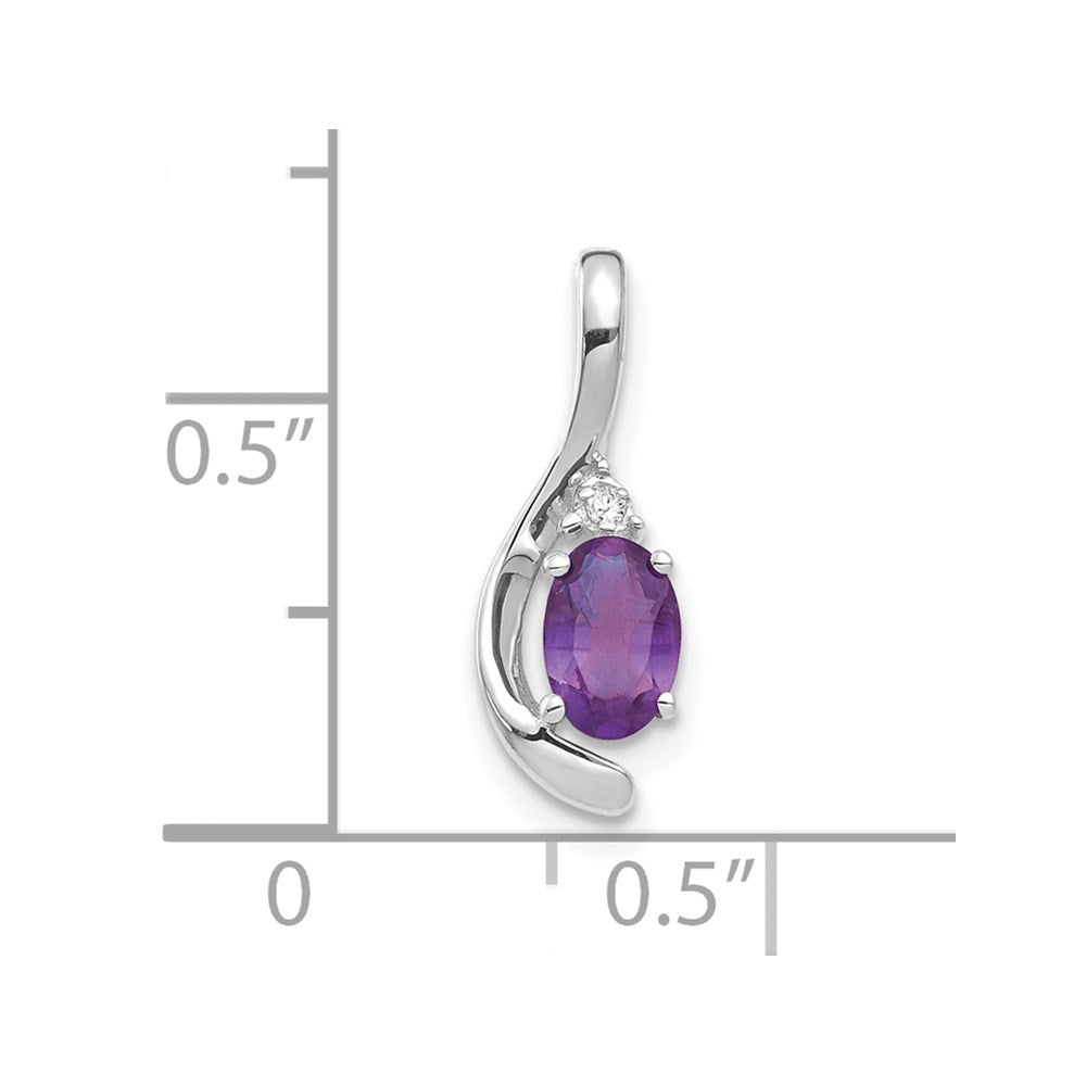 14k White Gold Amethyst and Diamond Pendant (0.7 grams)