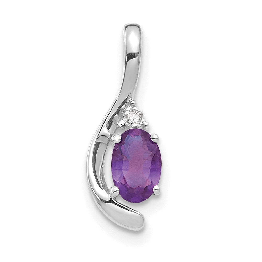 14k White Gold Amethyst and Diamond Pendant (0.7 grams)