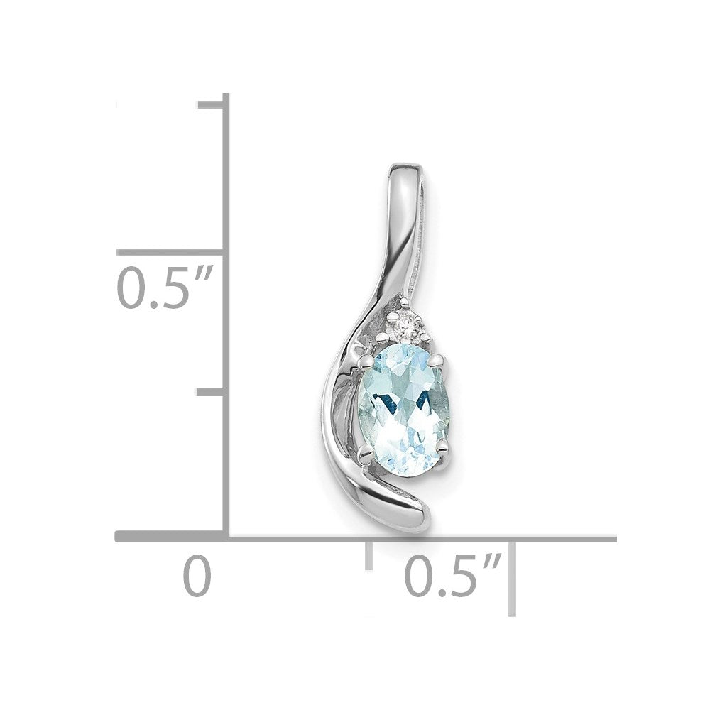 14k White Gold Aquamarine and Diamond Pendant (0.7 grams)