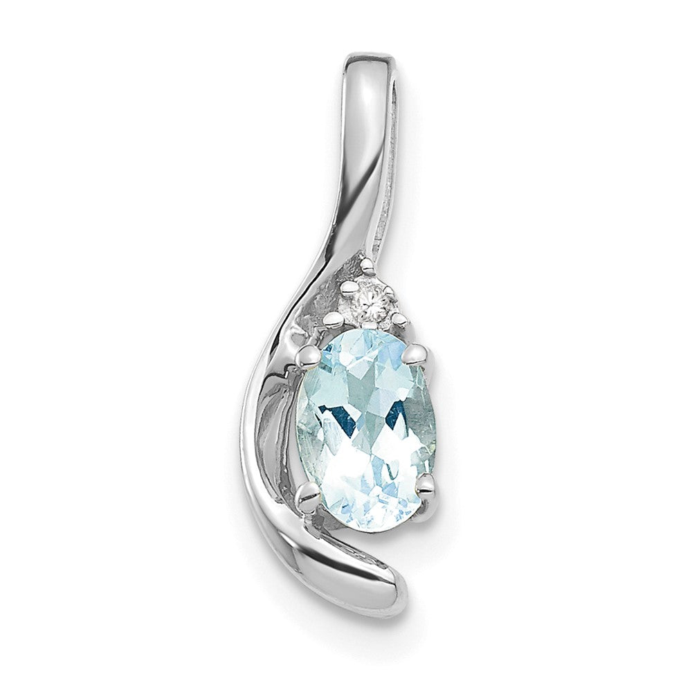 14k White Gold Aquamarine and Diamond Pendant (0.7 grams)