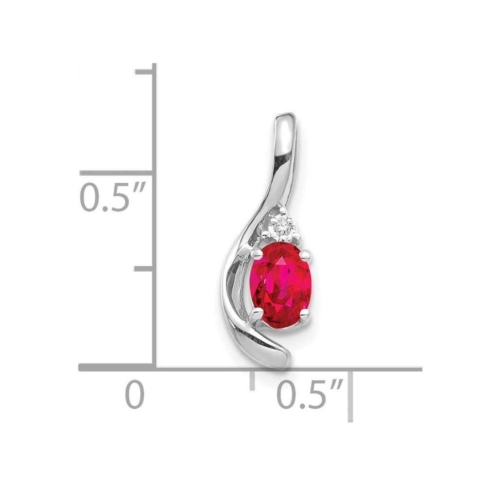14k White Gold Ruby and Diamond Pendant (0.7 grams)