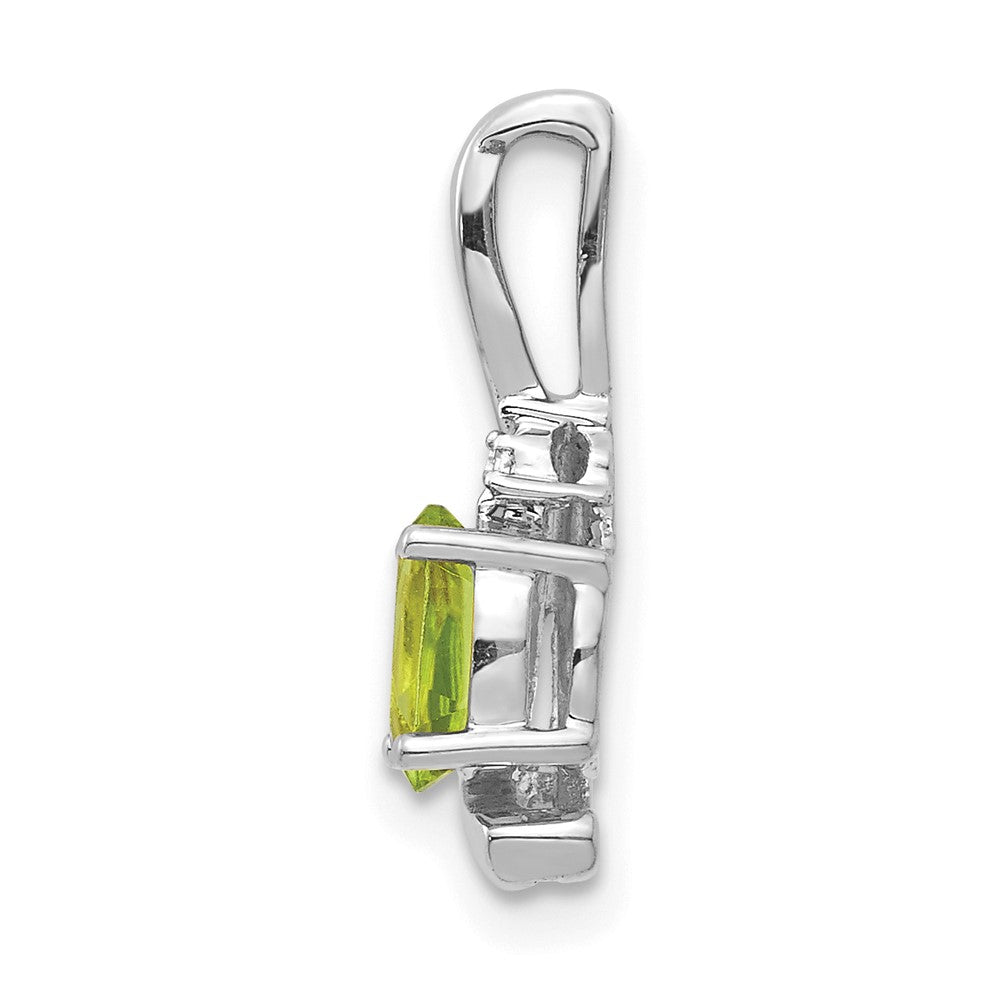 14k White Gold Peridot and Diamond Pendant (0.7 grams)