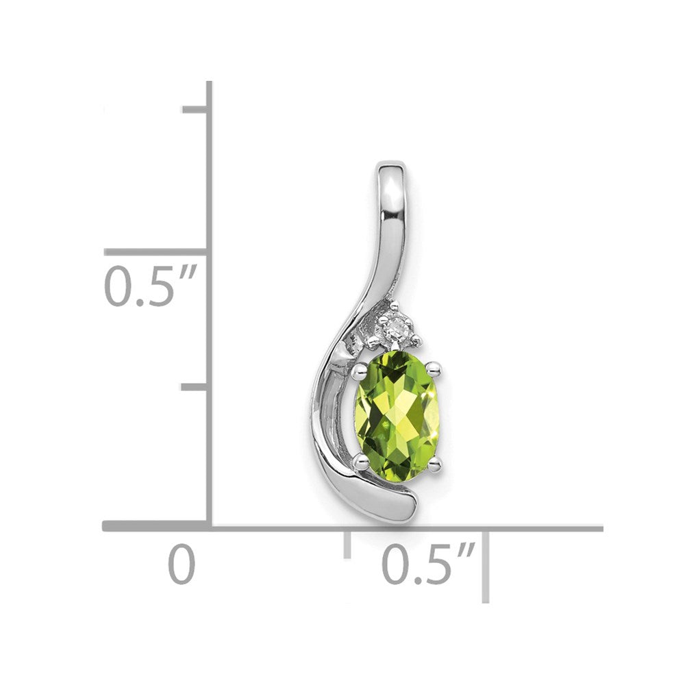 14k White Gold Peridot and Diamond Pendant (0.7 grams)