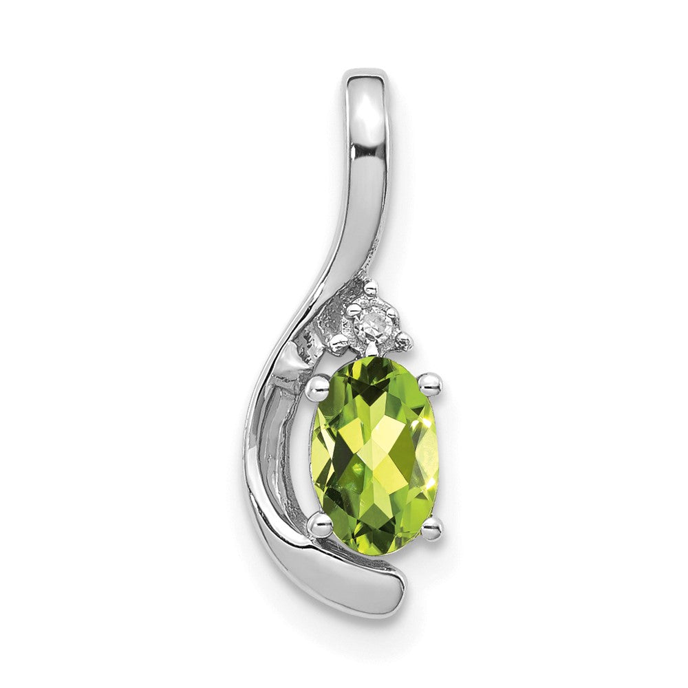 14k White Gold Peridot and Diamond Pendant (0.7 grams)