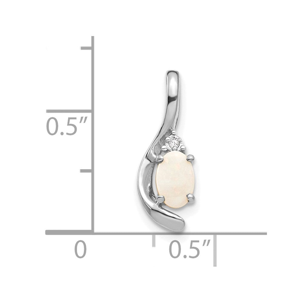 14k White Gold Opal and Diamond Pendant (0.7 grams)