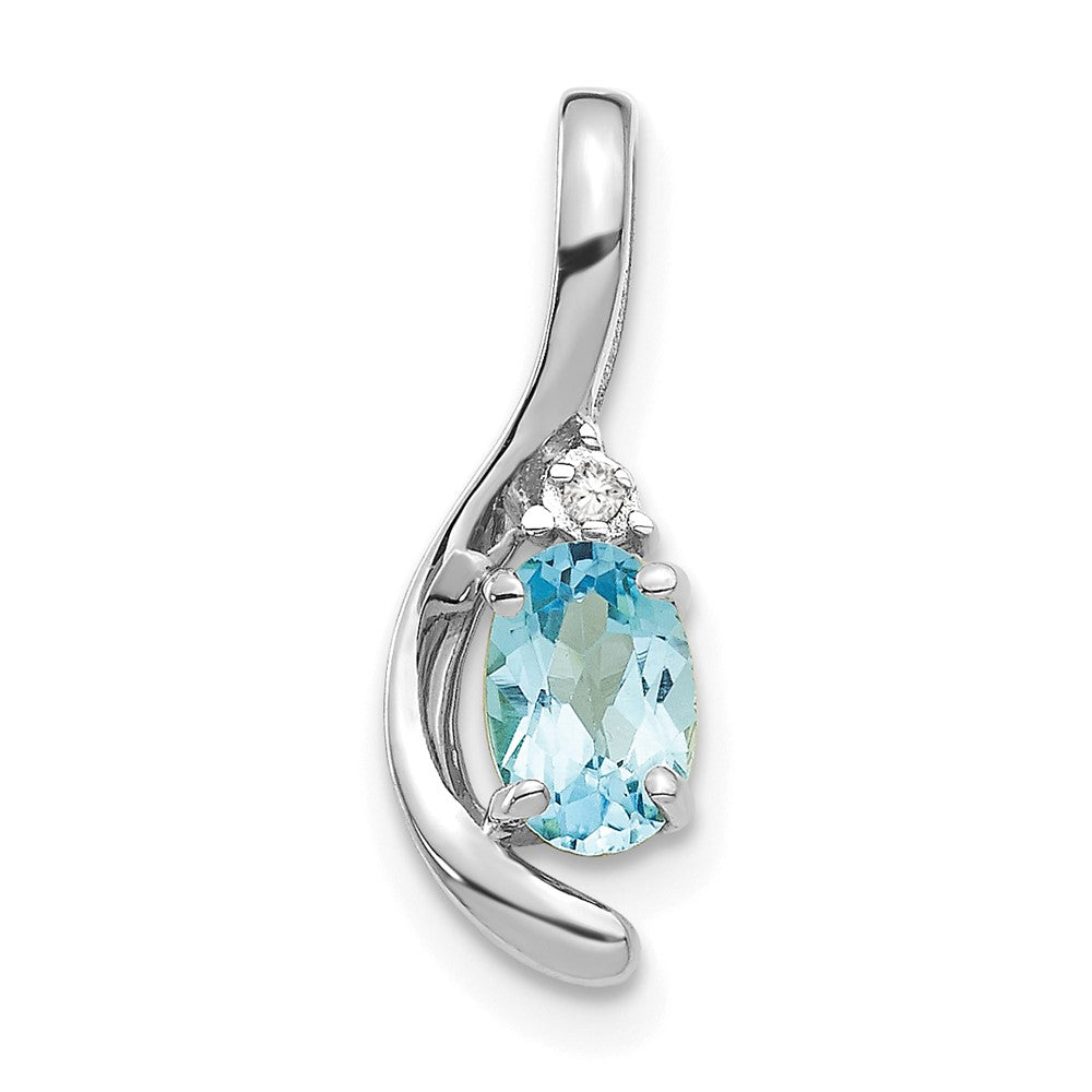 14k White Gold Blue Topaz and Diamond Pendant (0.7 grams)
