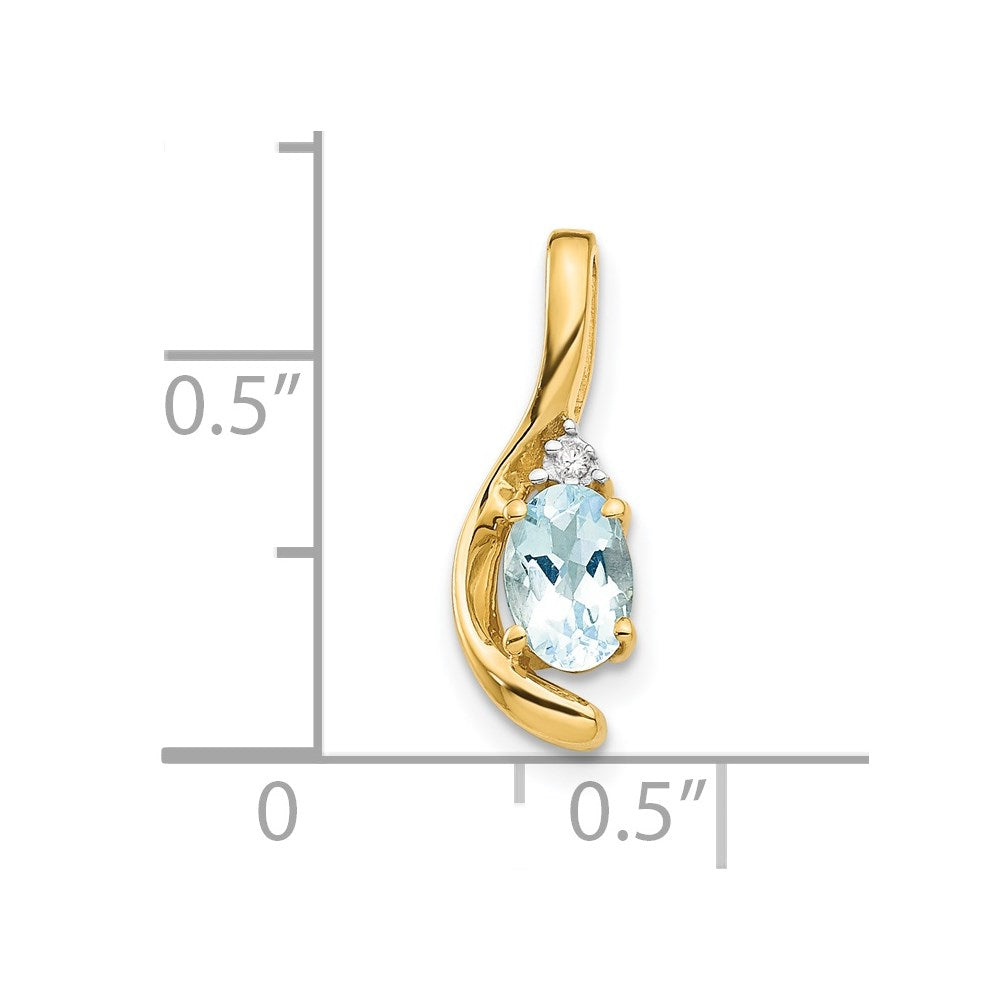 14k Aquamarine and Diamond Pendant (0.7 grams)