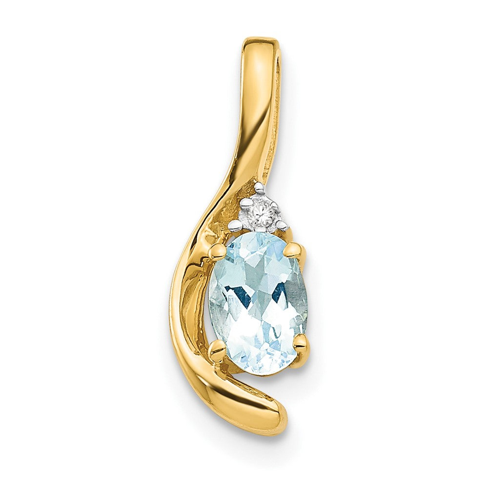 14k Aquamarine and Diamond Pendant (0.7 grams)