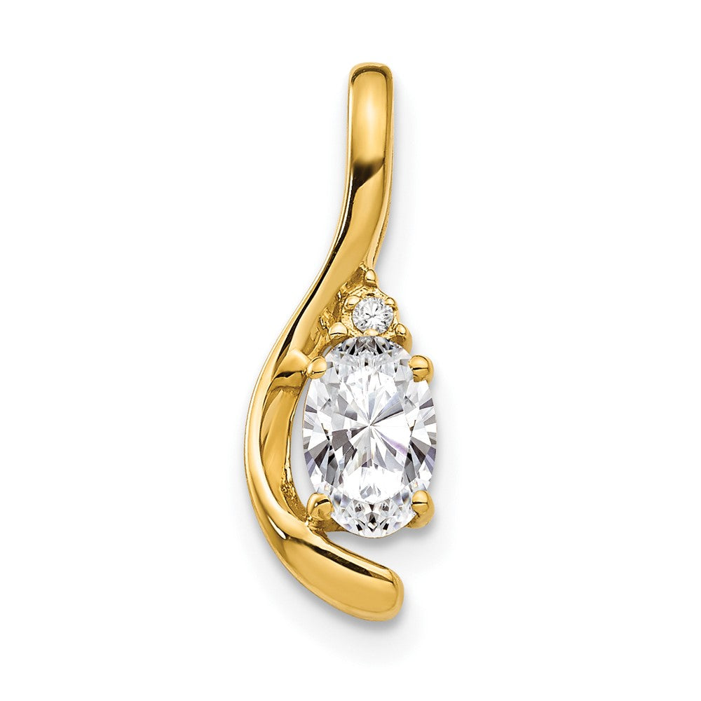 14k White Topaz and Diamond Pendant (0.7 grams)