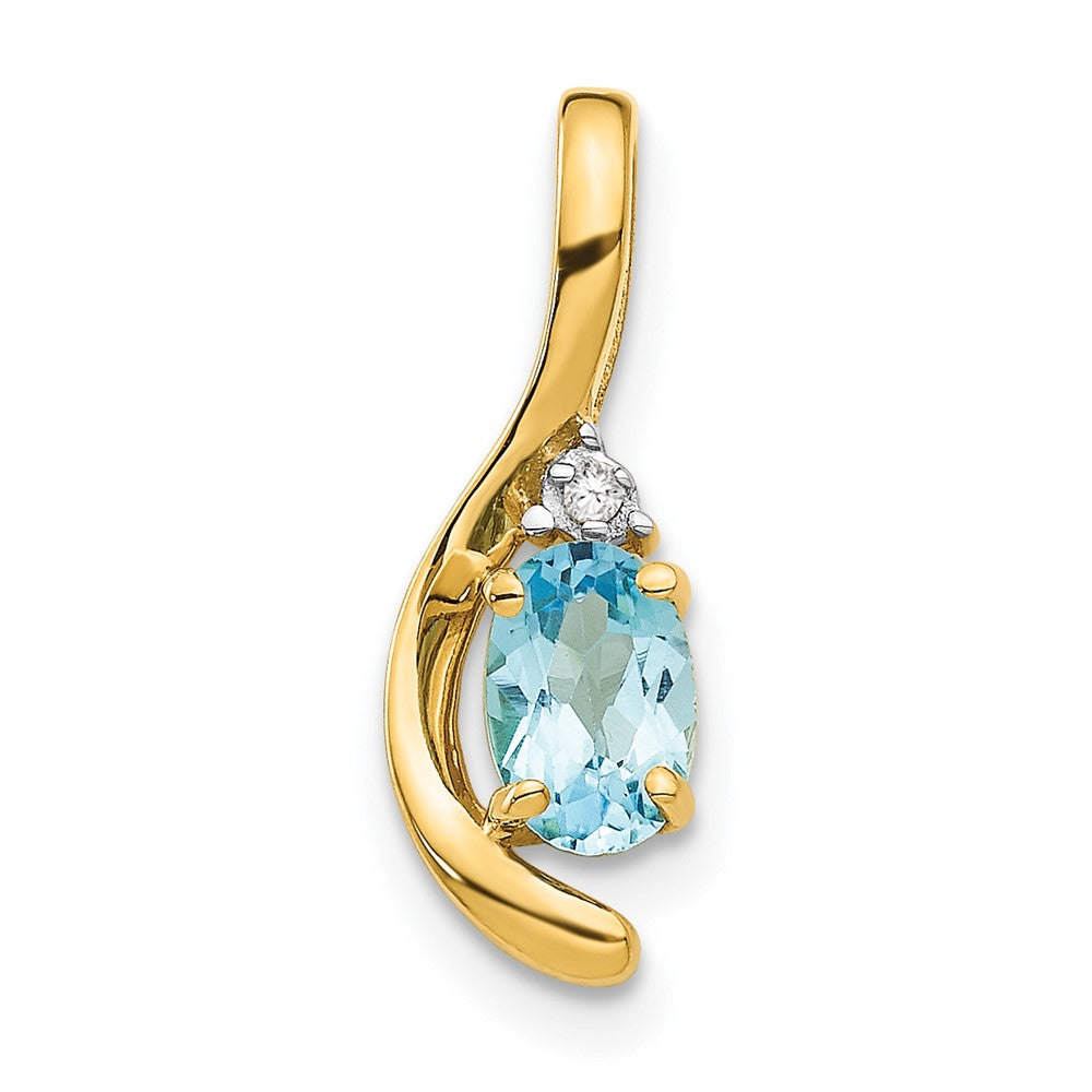 14k Blue Topaz and Diamond Pendant (0.7 grams)