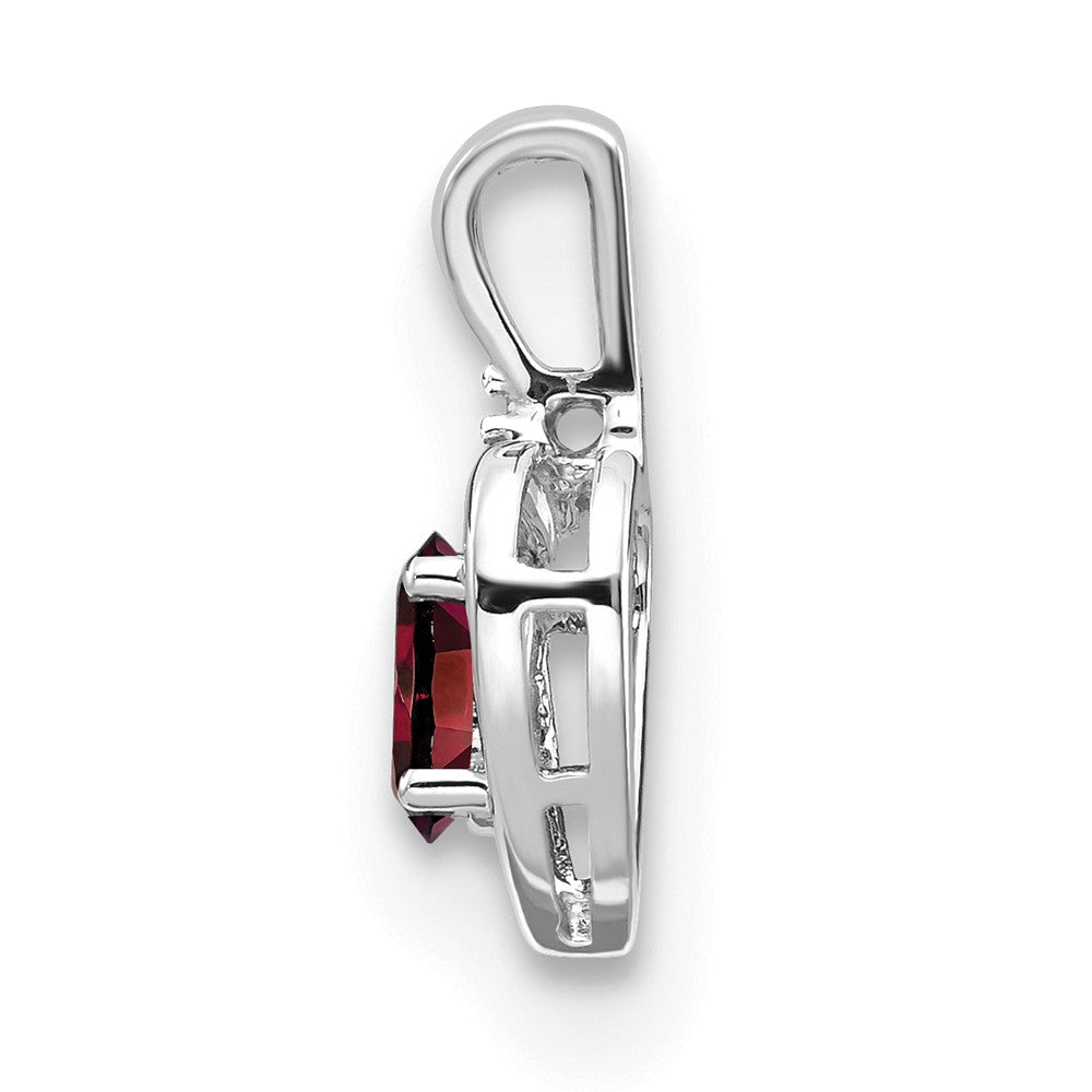 14k White Gold Garnet and Diamond Heart Pendant (1.1 grams)