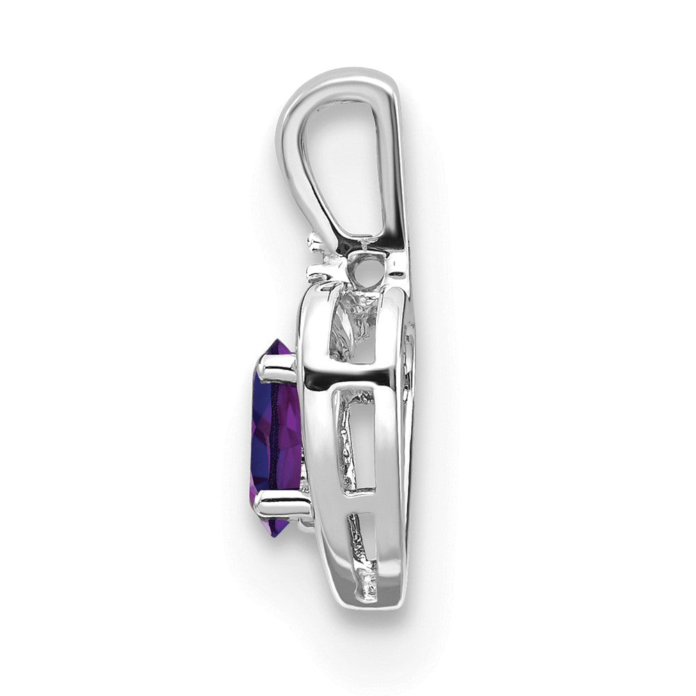 14k White Gold Amethyst and Diamond Heart Pendant (1.1 grams)