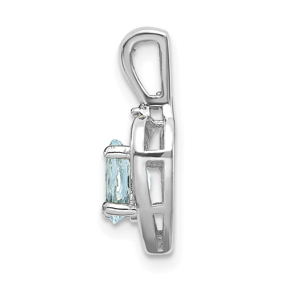 14k White Gold Aquamarine and Diamond Heart Pendant (1.1 grams)