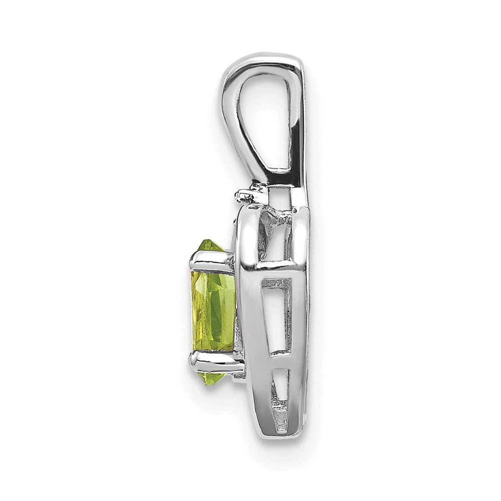 14k White Gold Peridot and Diamond Heart Pendant (1.1 grams)