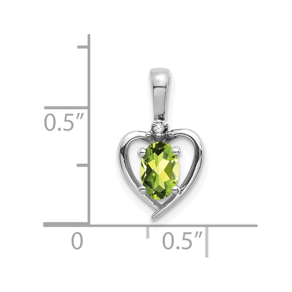 14k White Gold Peridot and Diamond Heart Pendant (1.1 grams)