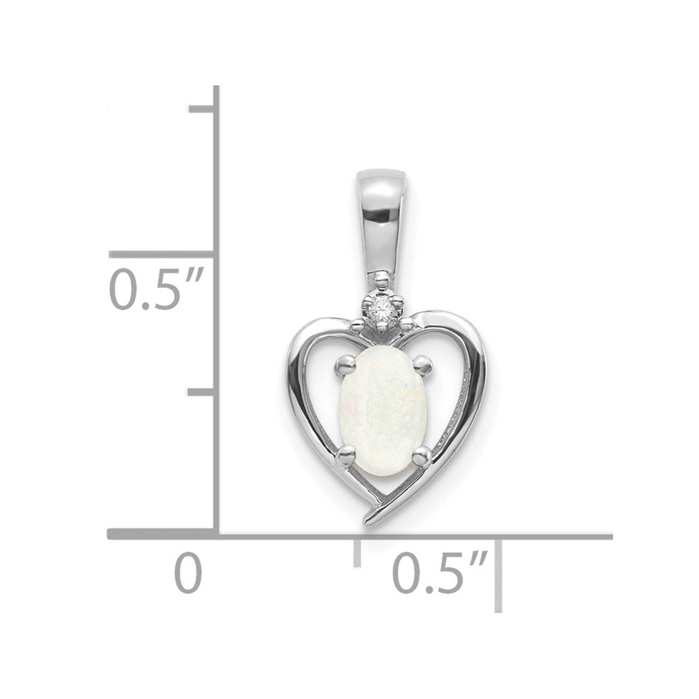 14k White Gold Opal and Diamond Heart Pendant (1.1 grams)