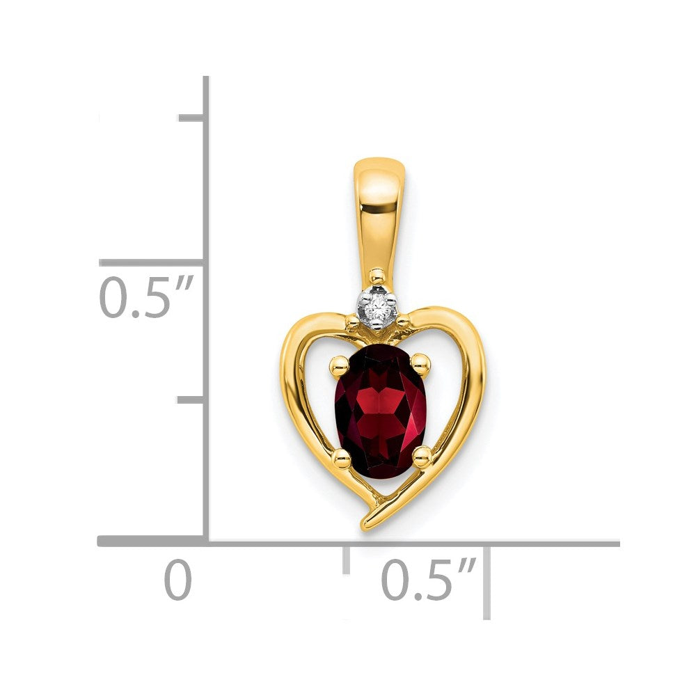 14k Garnet and Diamond Heart Pendant (1.1 grams)