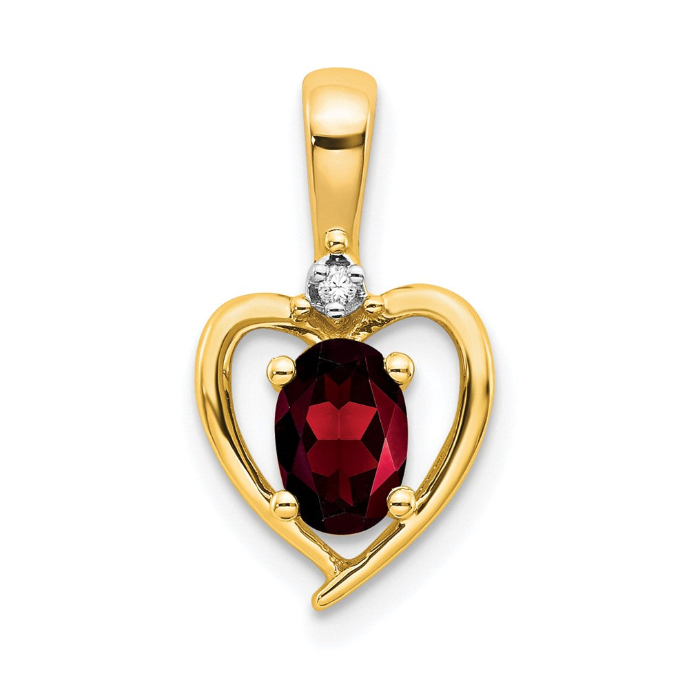 14k Garnet and Diamond Heart Pendant (1.1 grams)