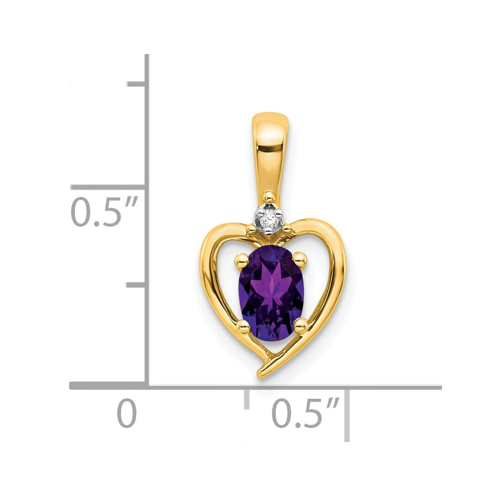 14k Amethyst and Diamond Heart Pendant (1.1 grams)