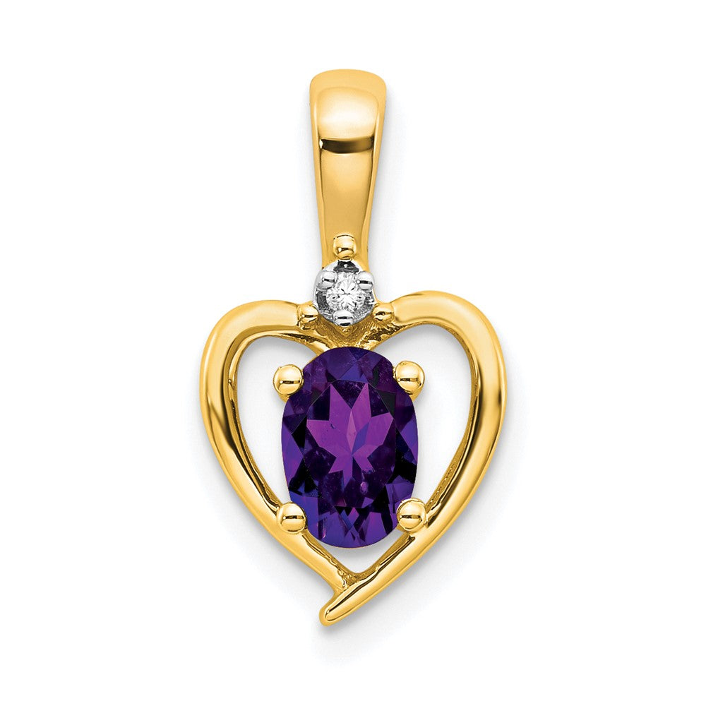 14k Amethyst and Diamond Heart Pendant (1.1 grams)