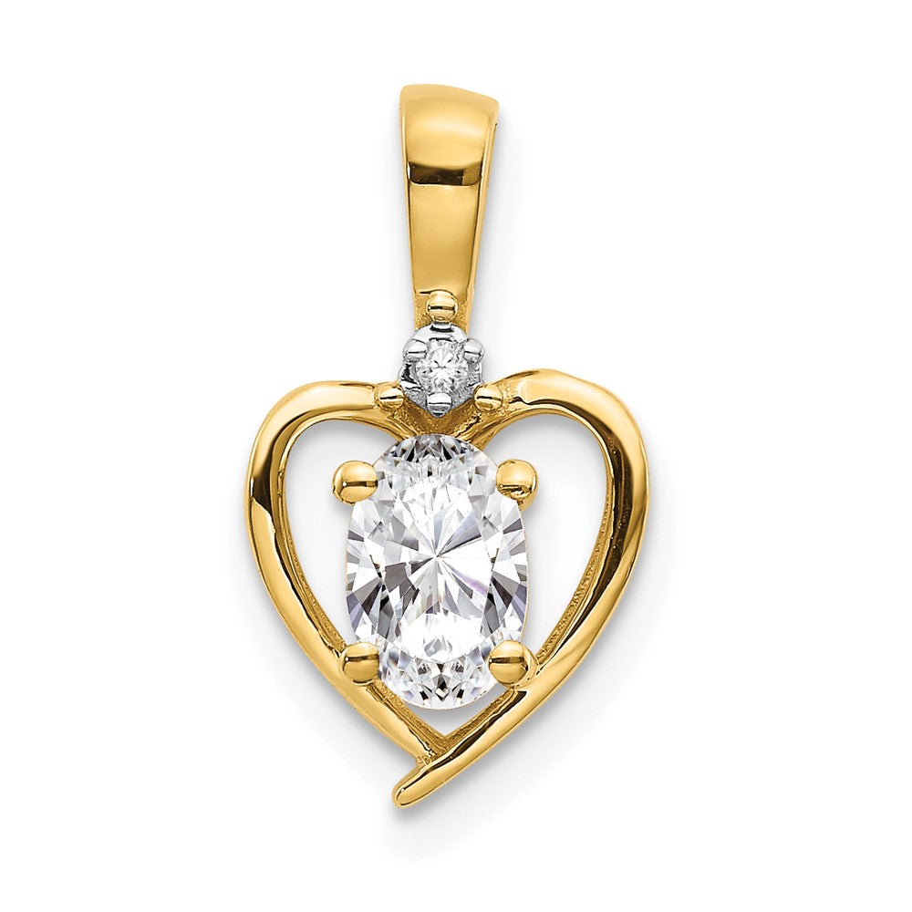 14k White Topaz and Diamond Heart Pendant (1.1 grams)