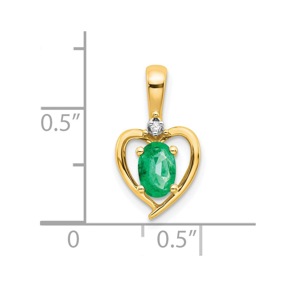 14k Emerald and Diamond Heart Pendant (1.1 grams)