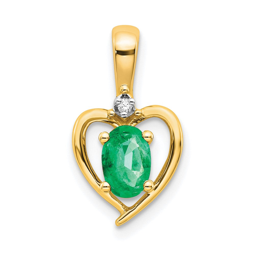 14k Emerald and Diamond Heart Pendant (1.1 grams)