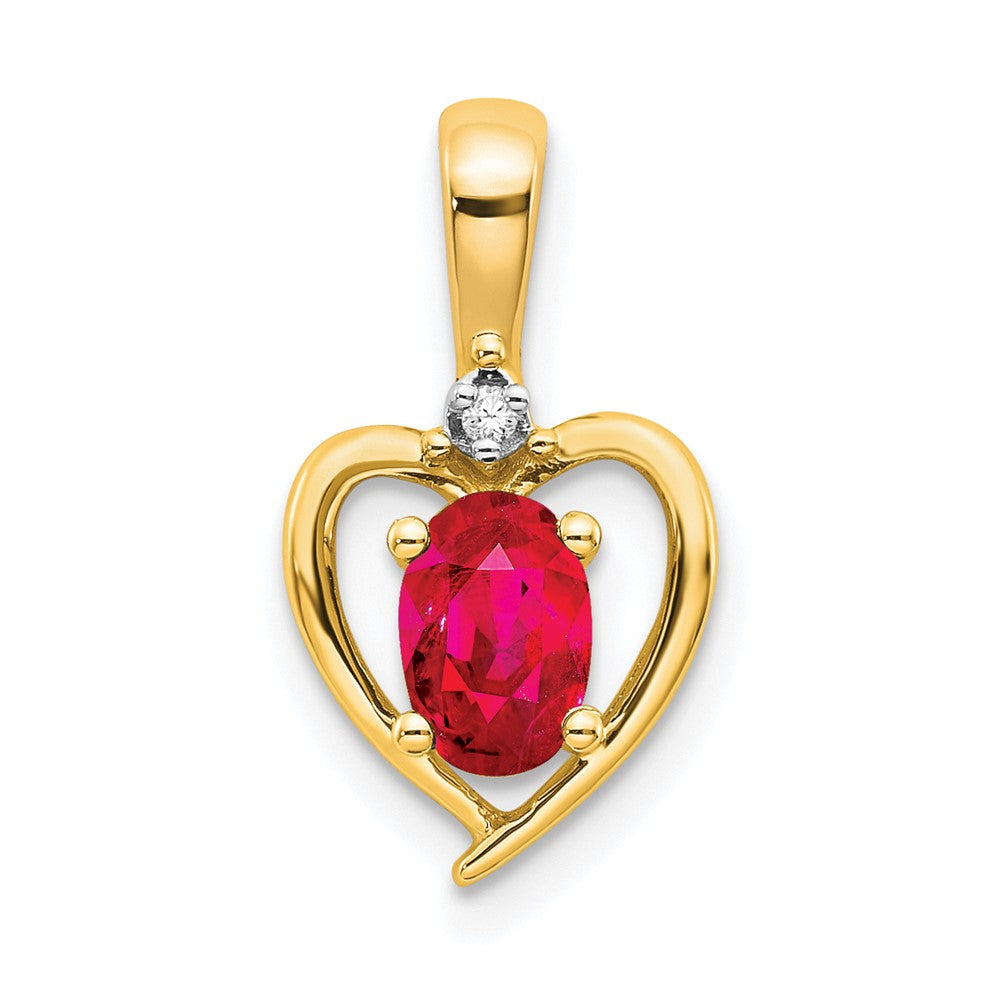 14k Ruby and Diamond Heart Pendant (1.1 grams)