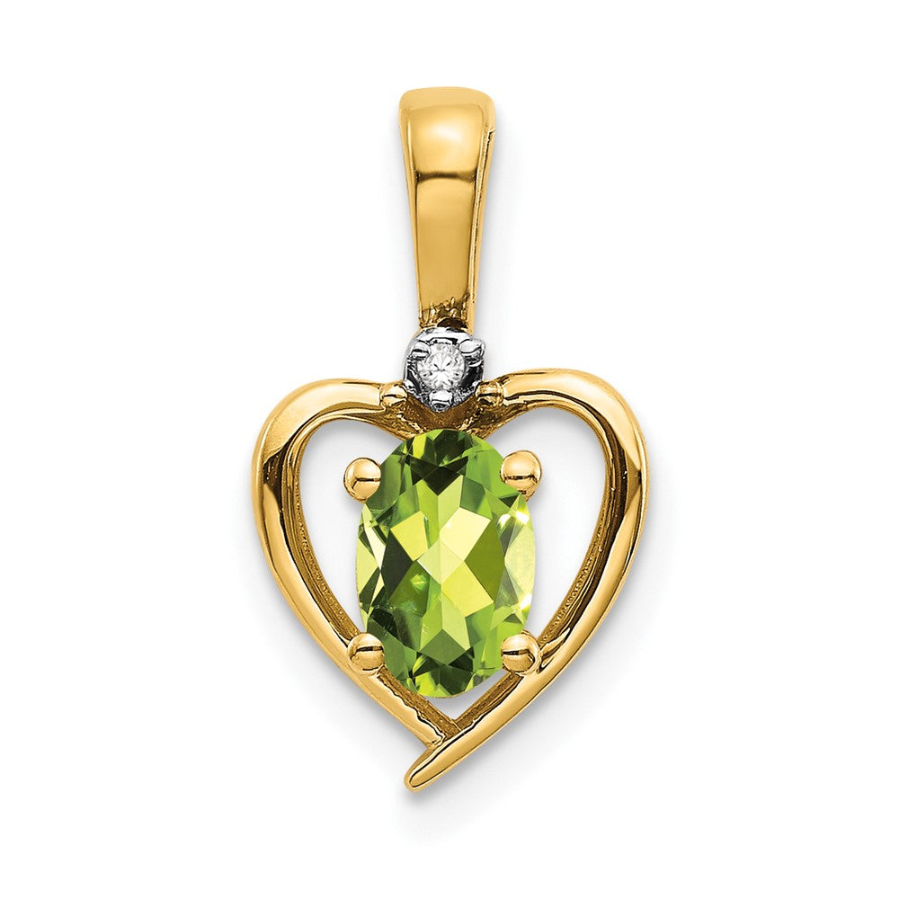 14k Peridot and Diamond Heart Pendant (1.1 grams)