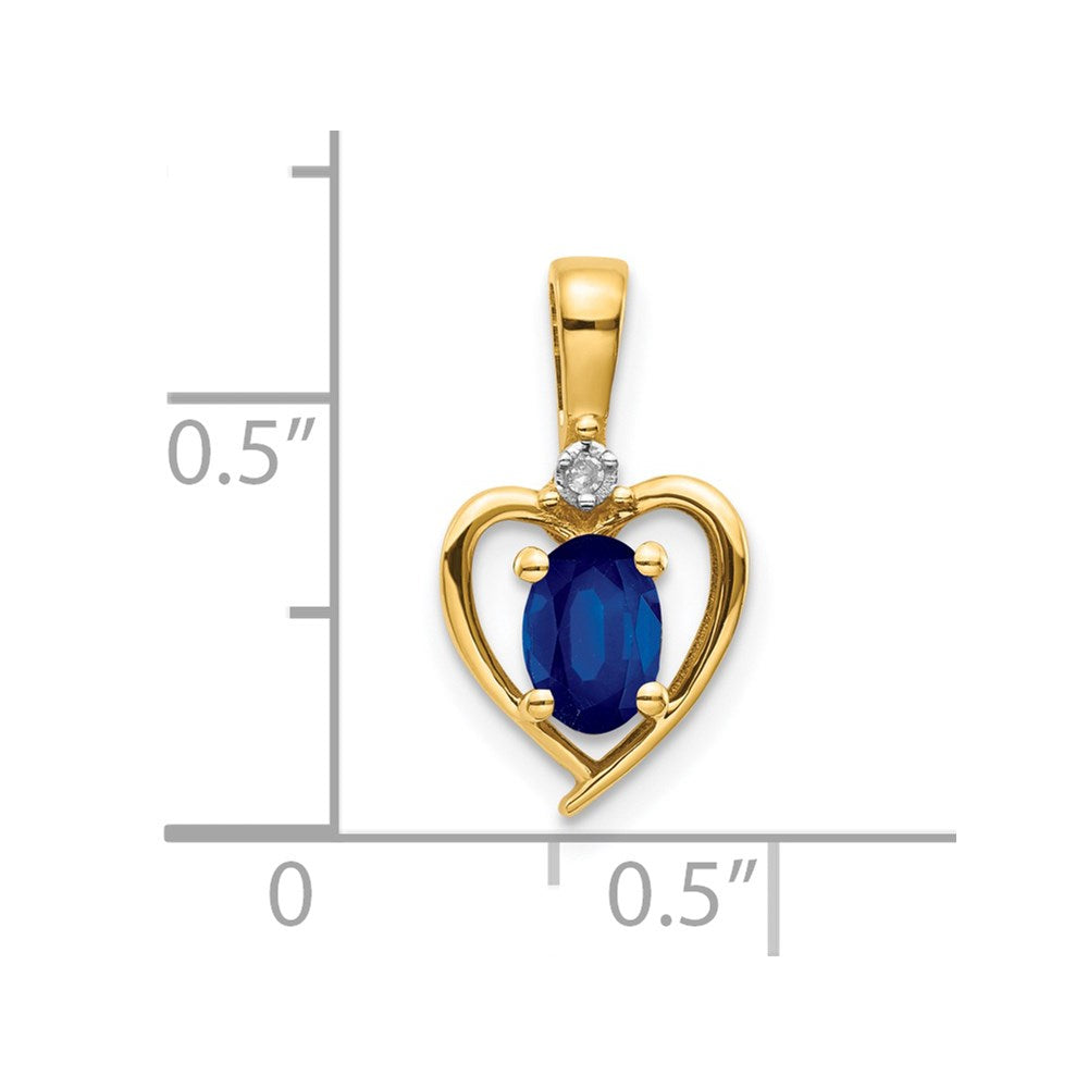 14k Sapphire and Diamond Heart Pendant (1.1 grams)