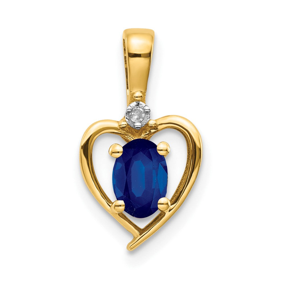 14k Sapphire and Diamond Heart Pendant (1.1 grams)