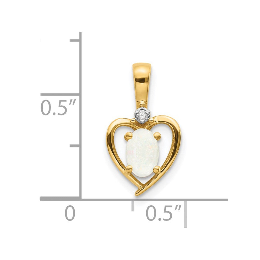 14k Opal and Diamond Heart Pendant (1.1 grams)