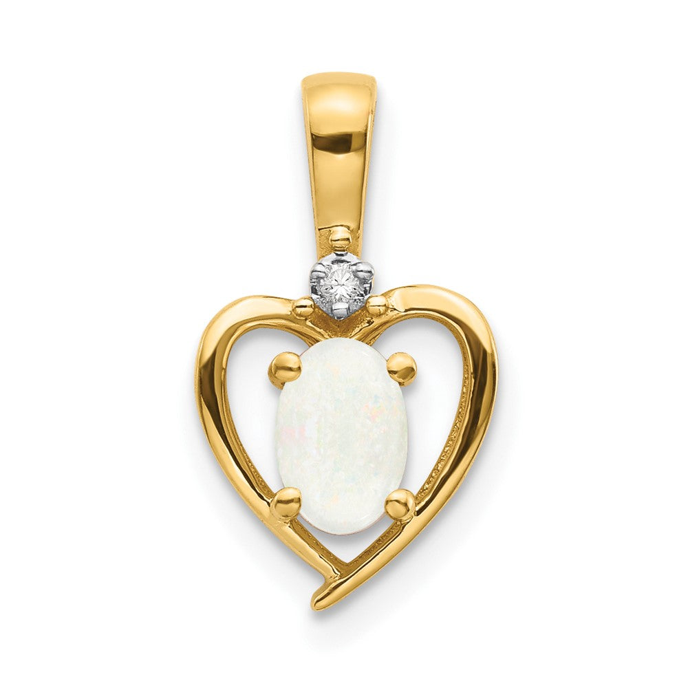 14k Opal and Diamond Heart Pendant (1.1 grams)