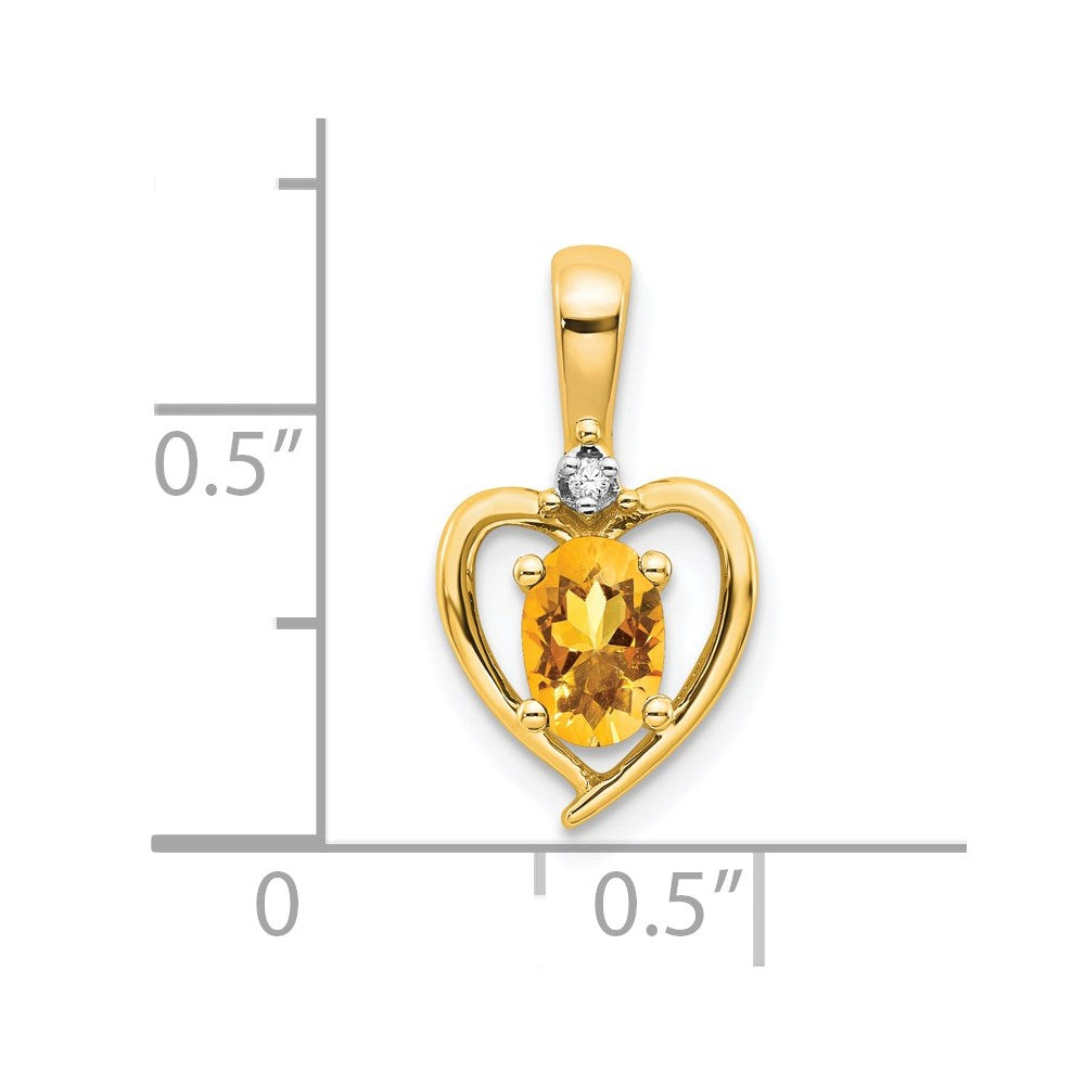 14k Citrine and Diamond Heart Pendant (1.1 grams)