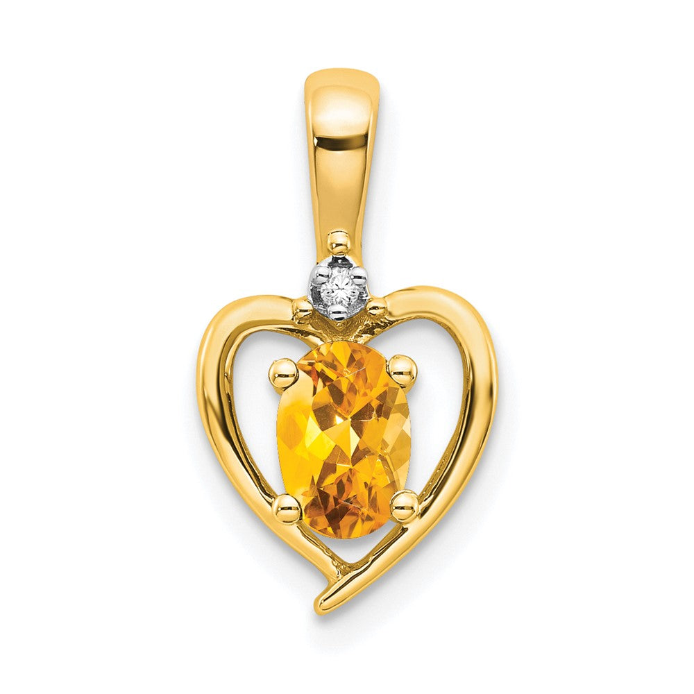 14k Citrine and Diamond Heart Pendant (1.1 grams)