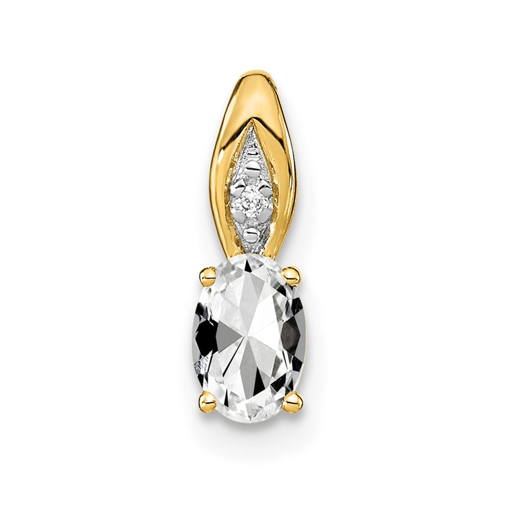 14k White Topaz and Diamond Pendant (0.5 grams)