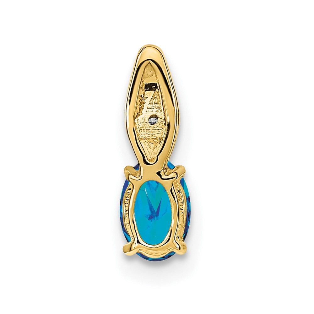 14k Blue Topaz and Diamond Pendant (0.5 grams)