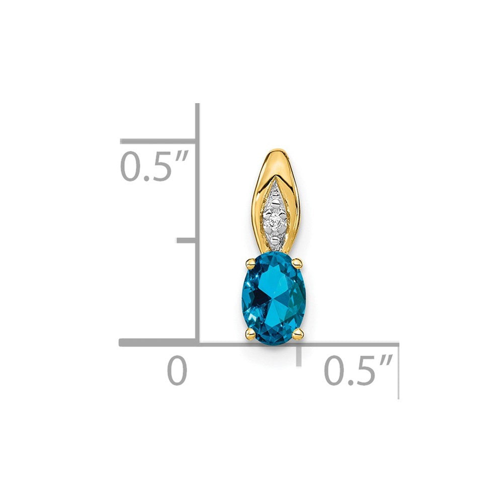 14k Blue Topaz and Diamond Pendant (0.5 grams)