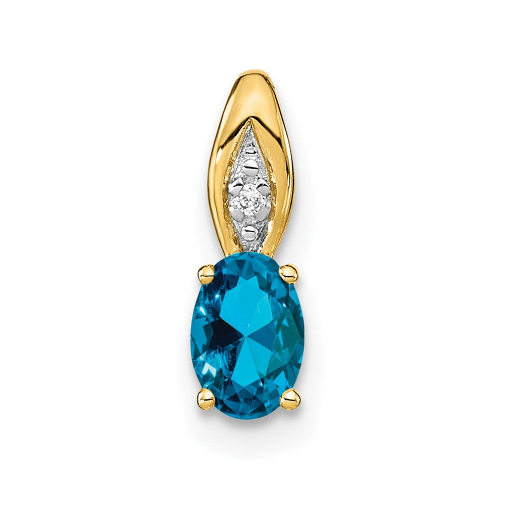 14k Blue Topaz and Diamond Pendant (0.5 grams)