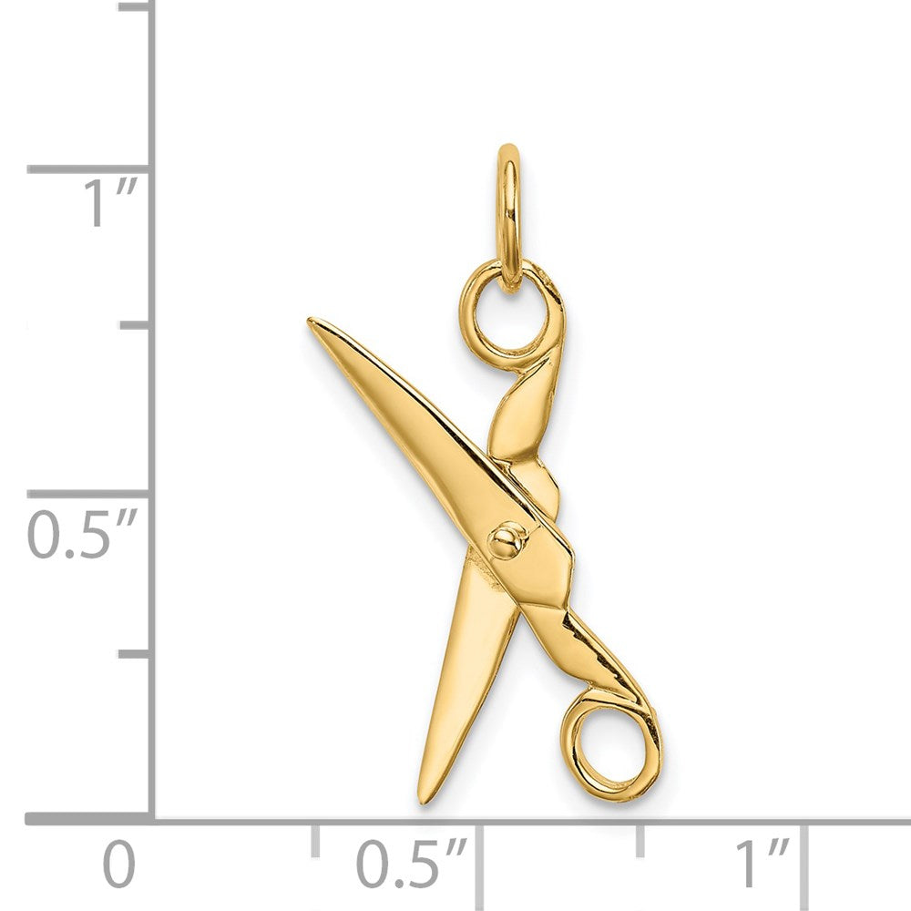 14k Yellow Gold 15 mm 3D Moveable Scissors Charm (0.8 grams)