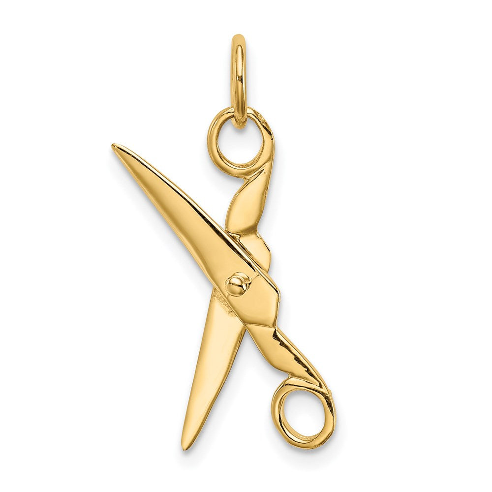 14k Yellow Gold 15 mm 3D Moveable Scissors Charm (0.8 grams)