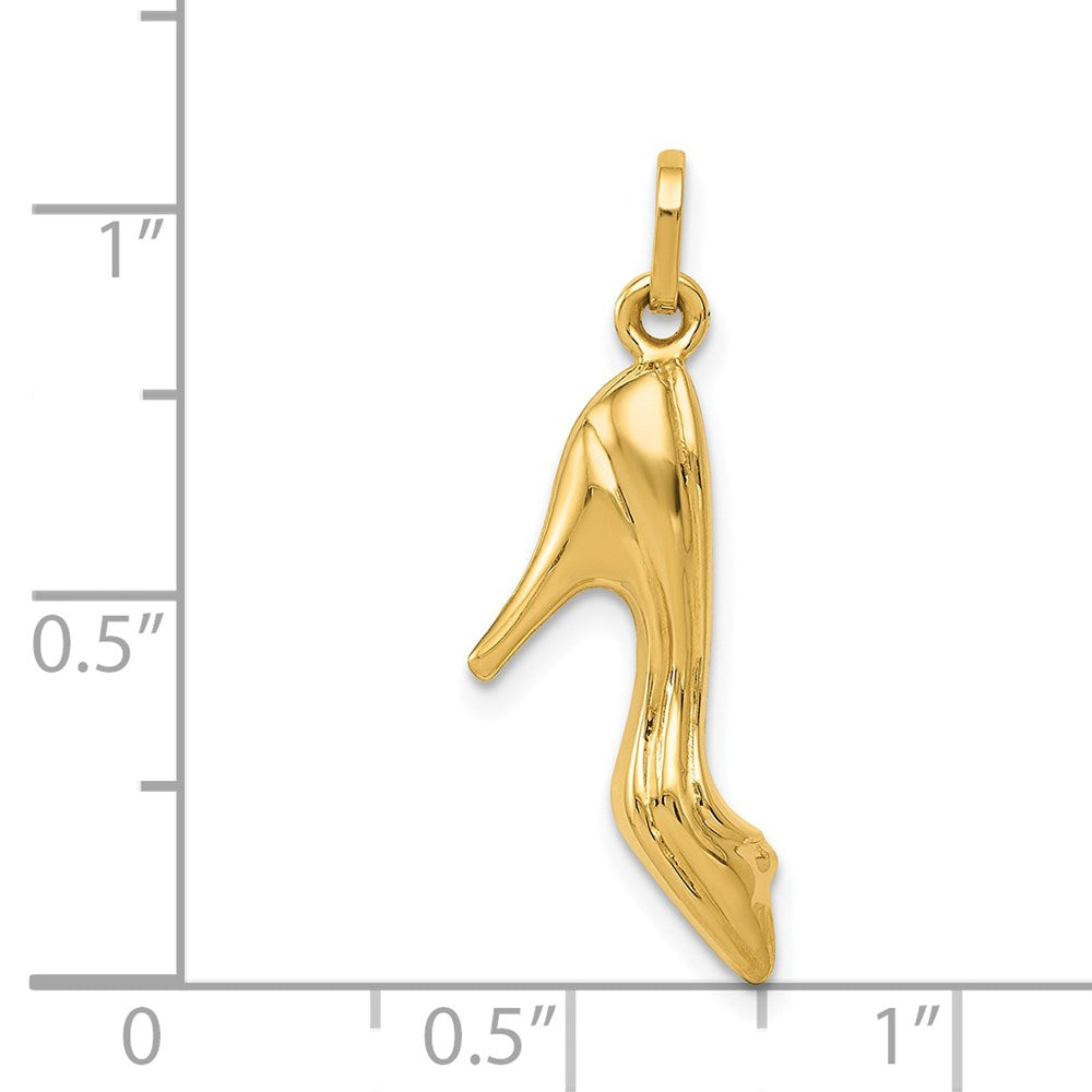 14k Yellow Gold 14 mm 3D High Heel Shoe Charm (0.54 grams)