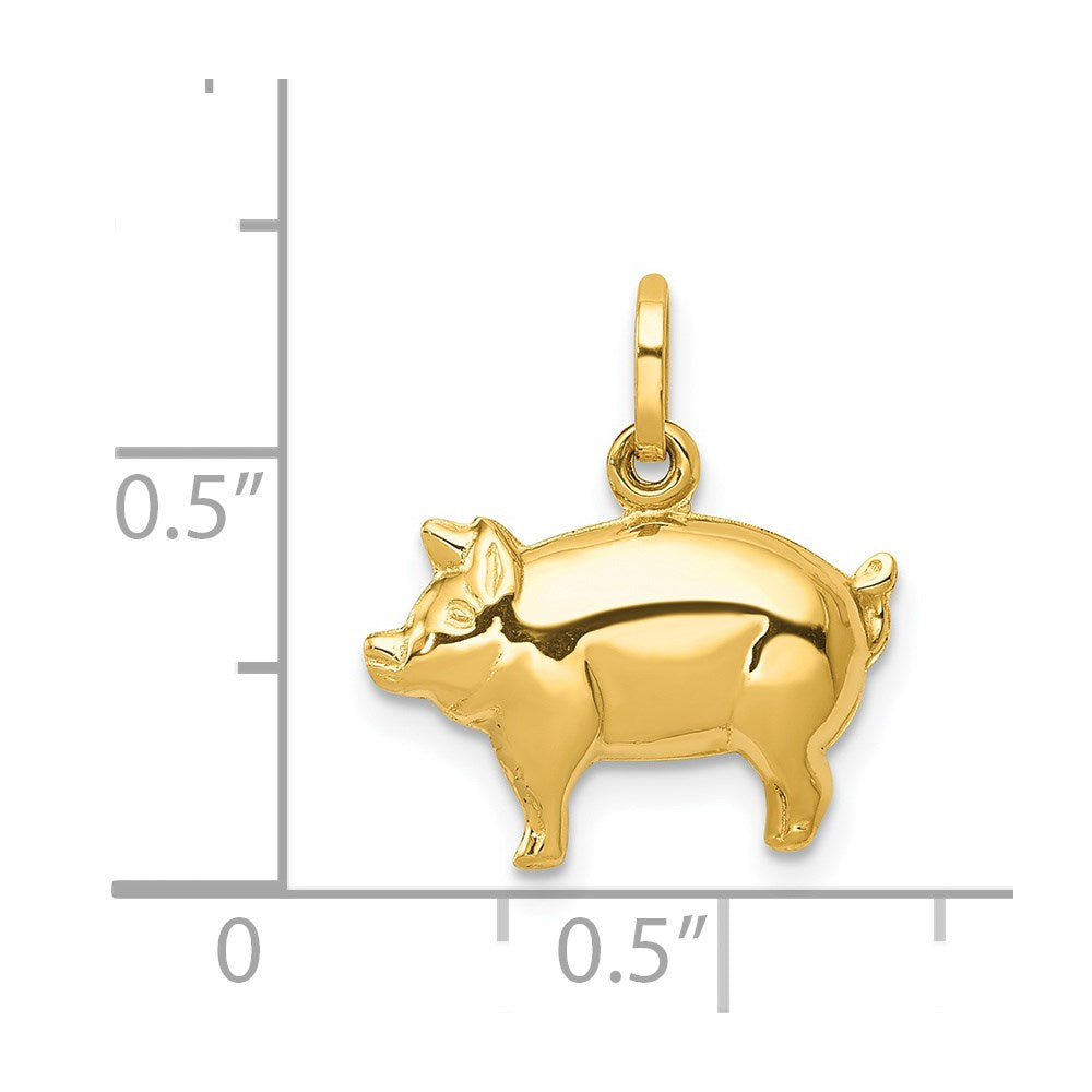 14k Yellow Gold 16 mm Pig Charm (0.44 grams)